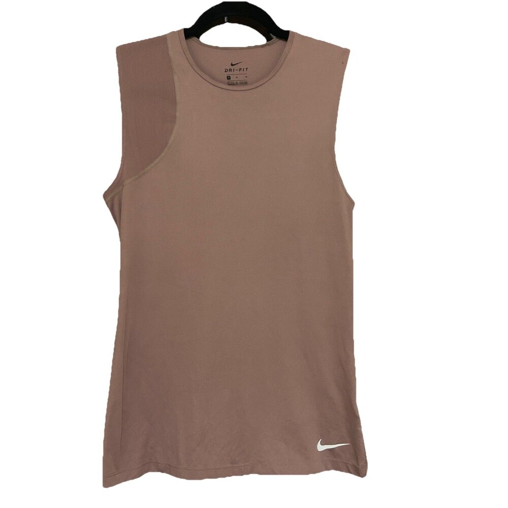 Nike Dri-FIT Women Tank Top Sz Medium Mauve Sleeveless Mesh Athletic Sports Run